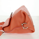 Salvatore Ferragamo Gancini Sofia Bag Leather 2way Orange Silver Auth 171100V-4