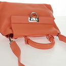 Salvatore Ferragamo Gancini Sofia Bag Leather 2way Orange Silver Auth 171100V-6