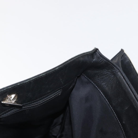 CHANEL Chain Tote Bag Leder Schwarz Silber CC Auth 171101