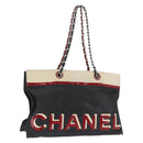 CHANEL Chain Tote Bag Leder Schwarz Silber CC Auth 171101-1