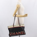 CHANEL Chain Tote Bag Leder Schwarz Silber CC Auth 171101-26