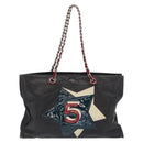 CHANEL Chain Tote Bag Leder Schwarz Silber CC Auth 171101-2