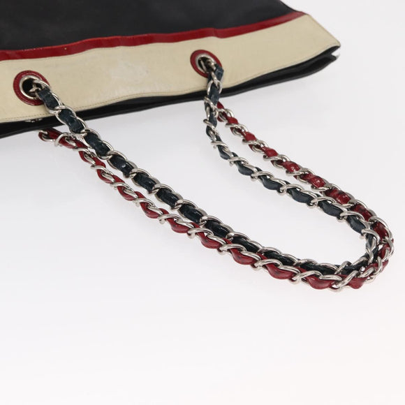 CHANEL Chain Tote Bag Leder Schwarz Silber CC Auth 171101
