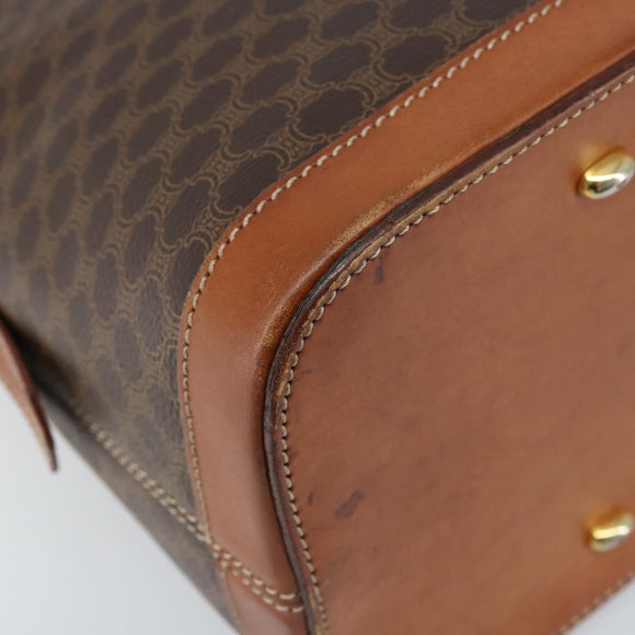CELINE Macadam Canvas Hand Bag PVC Leather 2way Brown Gold Auth 171116