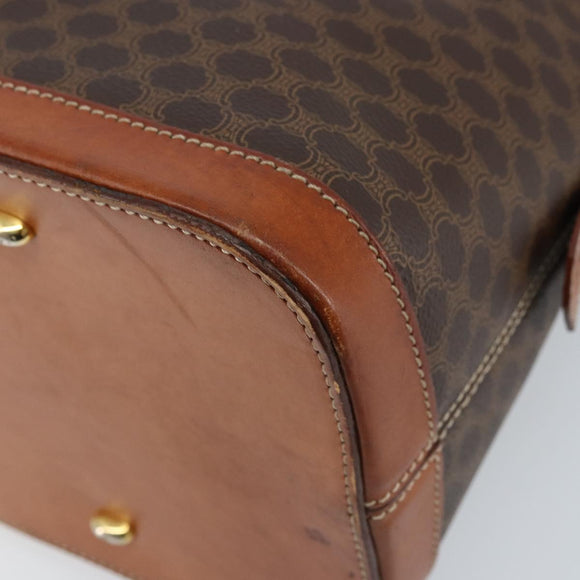CELINE Macadam Canvas Hand Bag PVC Leather 2way Brown Gold Auth 171116