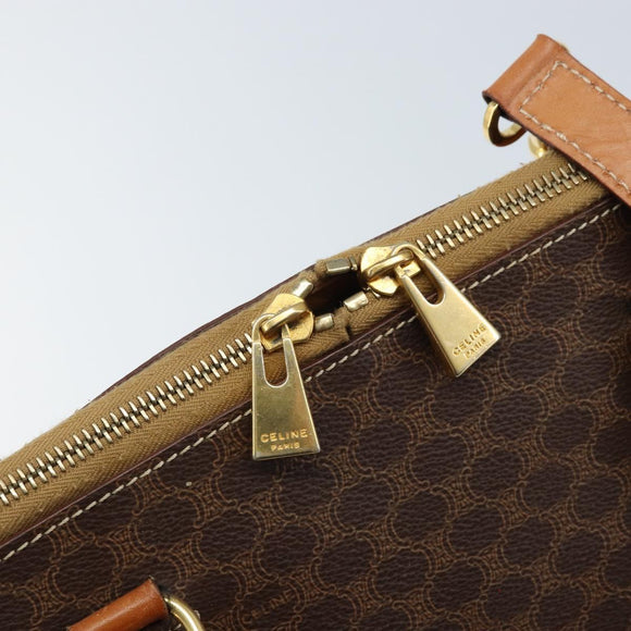 CELINE Macadam Canvas Hand Bag PVC Leather 2way Brown Gold Auth 171116
