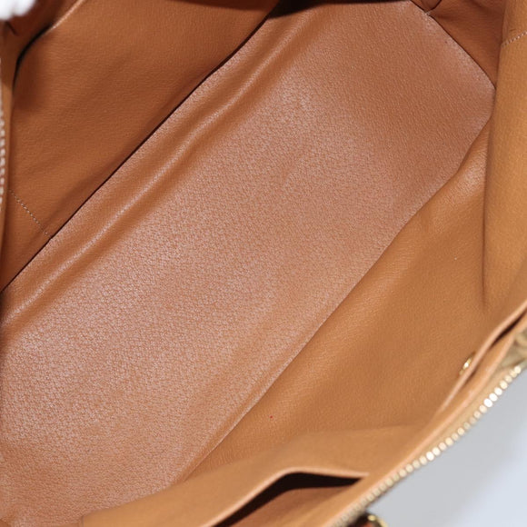 CELINE Macadam Canvas Hand Bag PVC Leather 2way Brown Gold Auth 171116