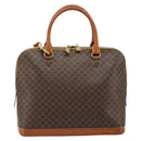 CELINE Macadam Canvas Hand Bag PVC Leather 2way Brown Gold Auth 171116-13