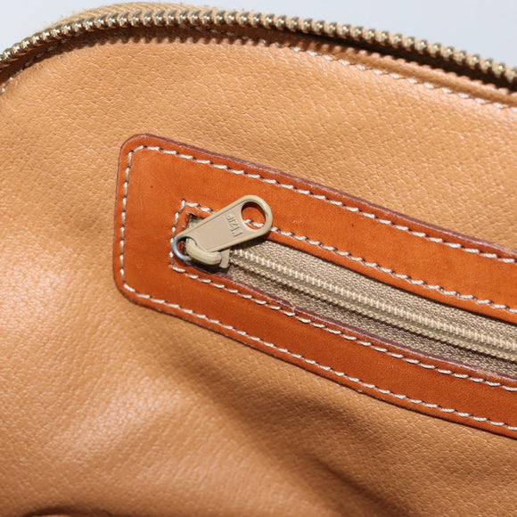CELINE Macadam Canvas Hand Bag PVC Leather 2way Brown Gold Auth 171116