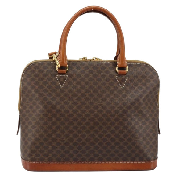 CELINE Macadam Canvas Hand Bag PVC Leather 2way Brown Gold Auth 171116