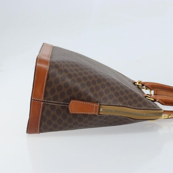 CELINE Macadam Canvas Hand Bag PVC Leather 2way Brown Gold Auth 171116