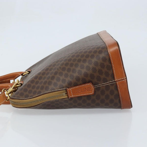 CELINE Macadam Canvas Hand Bag PVC Leather 2way Brown Gold Auth 171116