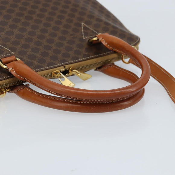 CELINE Macadam Canvas Hand Bag PVC Leather 2way Brown Gold Auth 171116