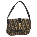 Christian Dior Trotter Canvas Shoulder Bag Black Gold Auth 171118-1