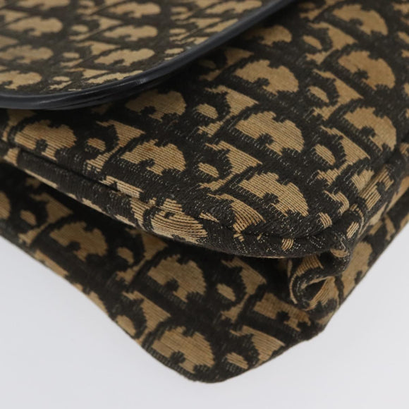 Christian Dior Trotter Canvas Shoulder Bag Black Gold Auth 171118