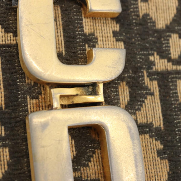 Christian Dior Trotter Canvas Shoulder Bag Black Gold Auth 171118