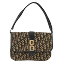 Christian Dior Trotter Canvas Shoulder Bag Black Gold Auth 171118-2