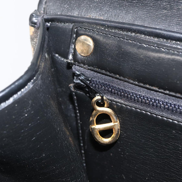 Christian Dior Trotter Canvas Shoulder Bag Black Gold Auth 171118