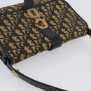Christian Dior Trotter Canvas Shoulder Bag Black Gold Auth 171118-7