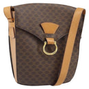 CELINE Macadam Canvas Shoulder Bag PVC Leather Brown Gold Auth 171119-1