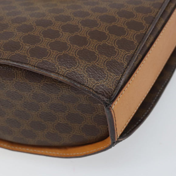 CELINE Macadam Canvas Shoulder Bag PVC Leather Brown Gold Auth 171119