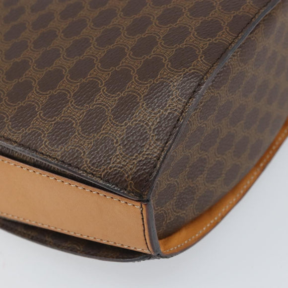 CELINE Macadam Canvas Shoulder Bag PVC Leather Brown Gold Auth 171119