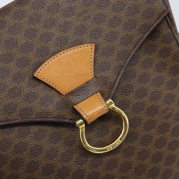 CELINE Macadam Canvas Shoulder Bag PVC Leather Brown Gold Auth 171119