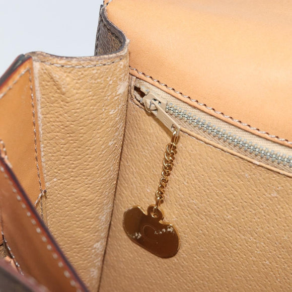 CELINE Macadam Canvas Shoulder Bag PVC Leather Brown Gold Auth 171119