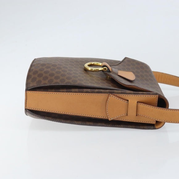 CELINE Macadam Canvas Shoulder Bag PVC Leather Brown Gold Auth 171119