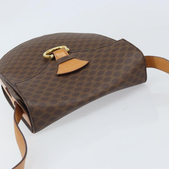 CELINE Macadam Canvas Shoulder Bag PVC Leather Brown Gold Auth 171119