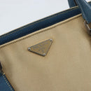 PRADA Tote Bag Canvas Beige Silver Auth 171123-10