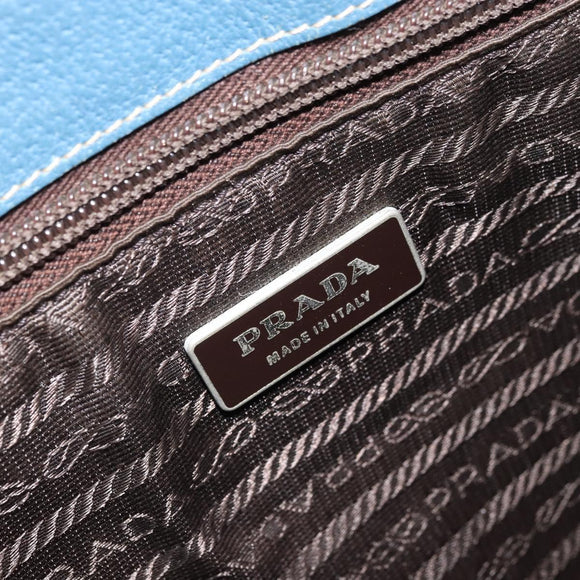 PRADA Tote Bag Canvas Beige Silver Auth 171123