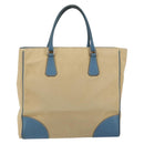 PRADA Tote Bag Canvas Beige Silver Auth 171123-2