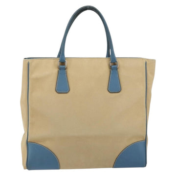 PRADA Tote Bag Canvas Beige Silver Auth 171123 - 0