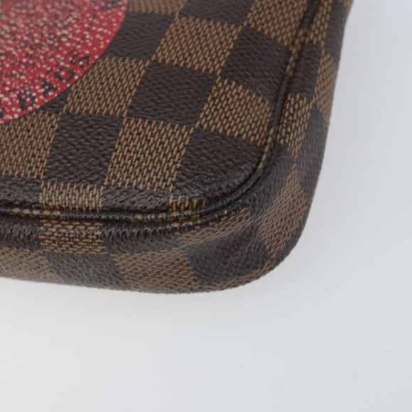 LOUIS VUITTON Damier Ebene T&B Mini Pochette Pouch N58011 Auth 171153