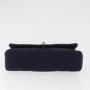 CHANEL Double Flap Matelasse Chain Bag Cotton Purple Silver CC Auth 171158-10