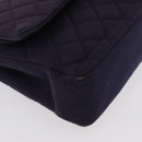 CHANEL Double Flap Matelasse Chain Bag Cotton Purple Silver CC Auth 171158-11