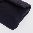 CHANEL Double Flap Matelasse Chain Bag Cotton Purple Silver CC Auth 171158-12