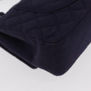 CHANEL Double Flap Matelasse Chain Bag Cotton Purple Silver CC Auth 171158-13