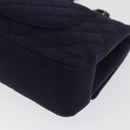 CHANEL Double Flap Matelasse Chain Bag Cotton Purple Silver CC Auth 171158-14
