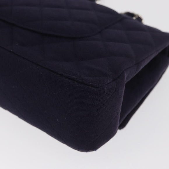 CHANEL Double Flap Matelasse Chain Bag Cotton Purple Silver CC Auth 171158