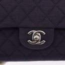 CHANEL Double Flap Matelasse Chain Bag Cotton Purple Silver CC Auth 171158-15