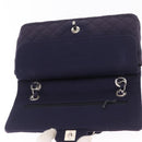 CHANEL Double Flap Matelasse Chain Bag Cotton Purple Silver CC Auth 171158-16