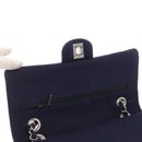 CHANEL Double Flap Matelasse Chain Bag Cotton Purple Silver CC Auth 171158-17