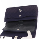 CHANEL Double Flap Matelasse Chain Bag Cotton Purple Silver CC Auth 171158-19