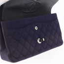 CHANEL Double Flap Matelasse Chain Bag Cotton Purple Silver CC Auth 171158-21