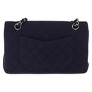 CHANEL Double Flap Matelasse Chain Bag Cotton Purple Silver CC Auth 171158-3
