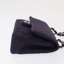 CHANEL Double Flap Matelasse Chain Bag Cotton Purple Silver CC Auth 171158-5