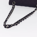 CHANEL Double Flap Matelasse Chain Bag Cotton Purple Silver CC Auth 171158-8