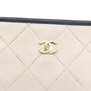 CHANEL Matelasse Chain Shoulder Bag Leather White Gold CC Auth 171161-18